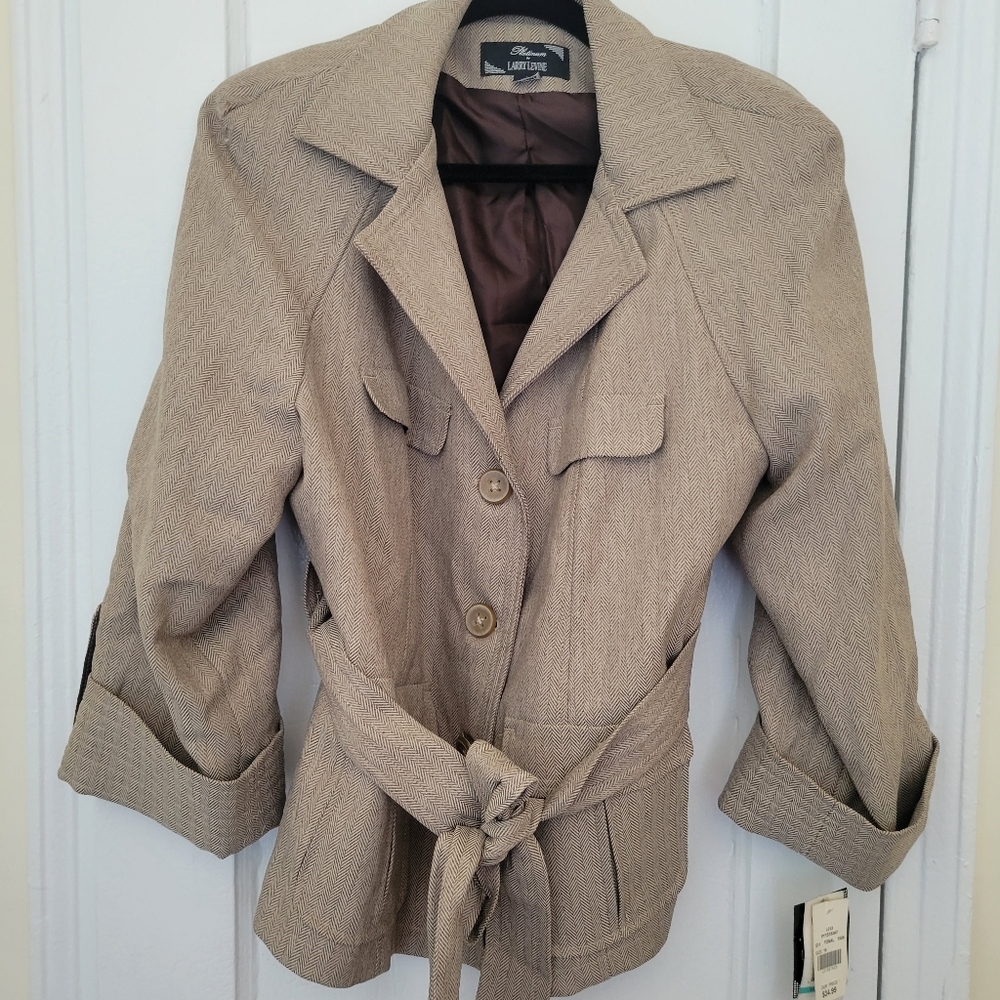 Platinum by Larry Levine Vintage Blazer with Belt, Size 16, Pecan Color